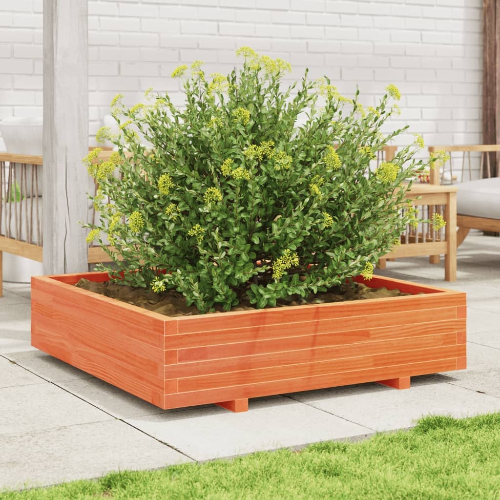 VidaXL Plantenbak 100x100x26,5 cm massief grenenhout wasbruin
