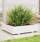 VidaXL Plantenbak 100x100x26,5 cm massief grenenhout wit