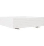 VidaXL Plantenbak 90x90x26,5 cm massief grenenhout wit