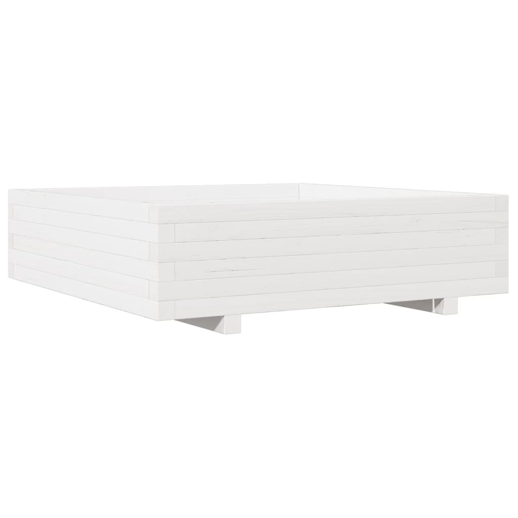 VidaXL Plantenbak 90x90x26,5 cm massief grenenhout wit