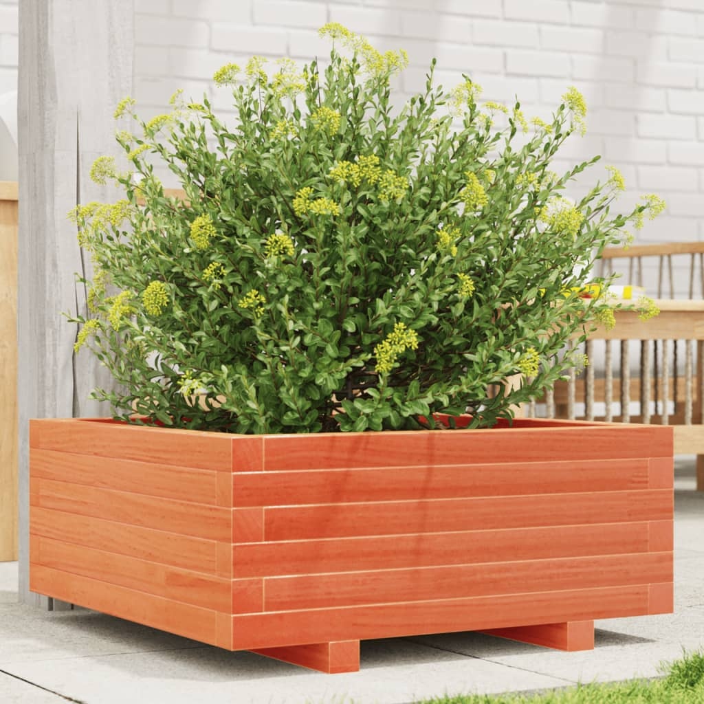 VidaXL Plantenbak 60x60x26,5 cm massief grenenhout wasbruin