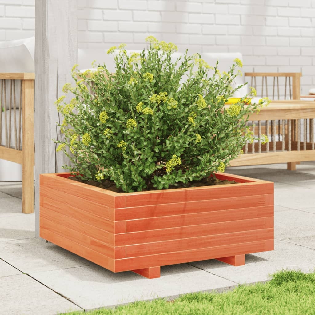 VidaXL Plantenbak 60x60x26,5 cm massief grenenhout wasbruin