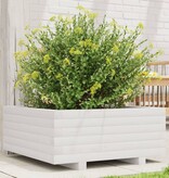 VidaXL Plantenbak 60x60x26,5 cm massief grenenhout wit