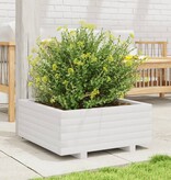 VidaXL Plantenbak 60x60x26,5 cm massief grenenhout wit