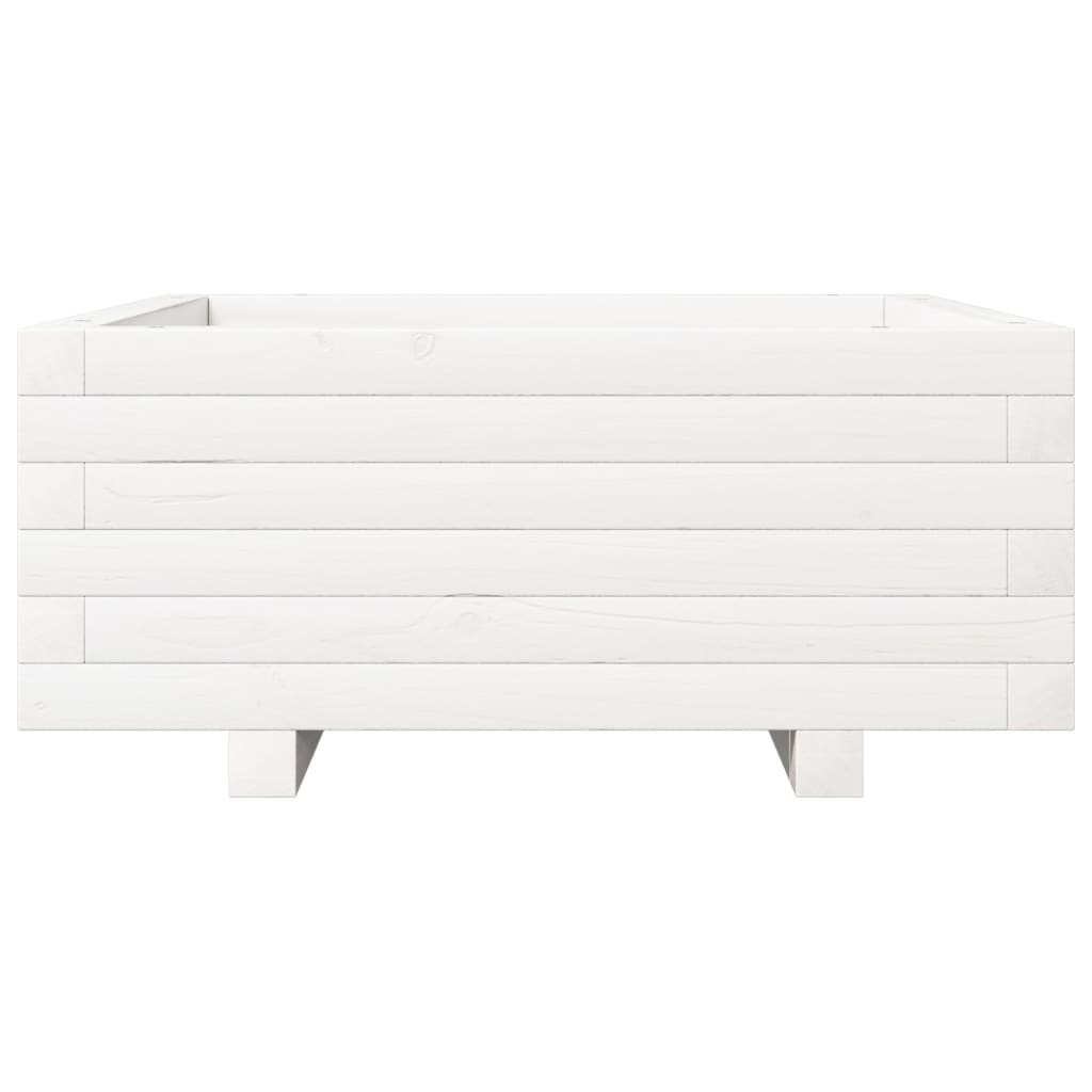 VidaXL Plantenbak 60x60x26,5 cm massief grenenhout wit