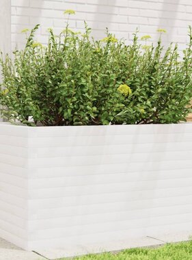VidaXL Plantenbak 90x60x45,5 cm massief grenenhout wit
