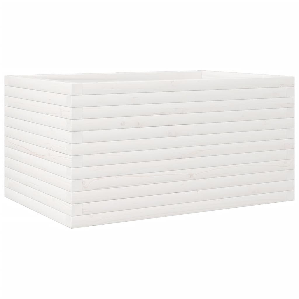 VidaXL Plantenbak 90x60x45,5 cm massief grenenhout wit