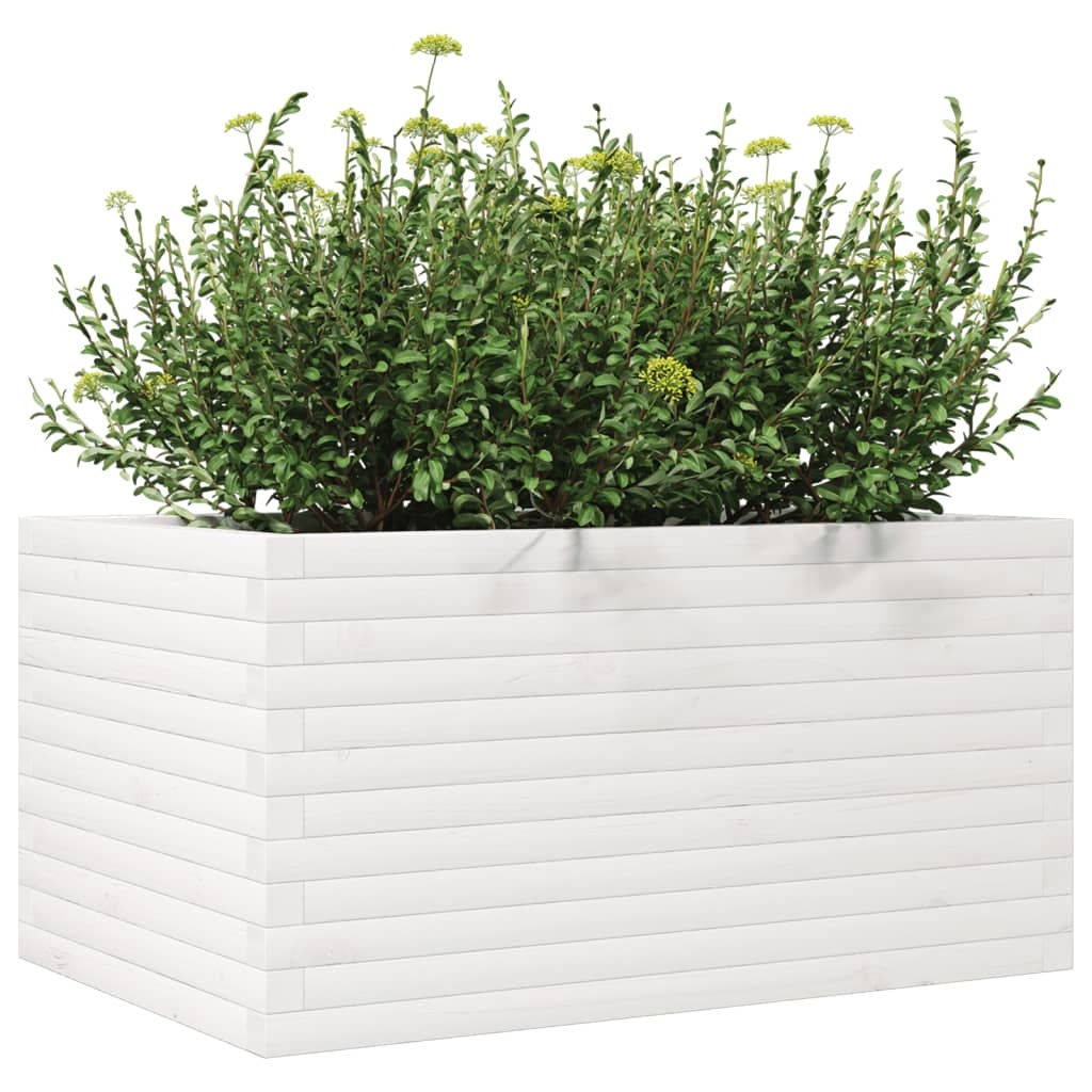 VidaXL Plantenbak 90x60x45,5 cm massief grenenhout wit