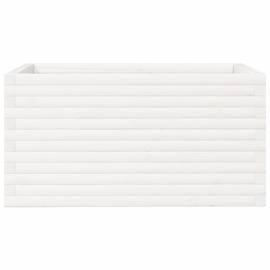 VidaXL Plantenbak 90x60x45,5 cm massief grenenhout wit