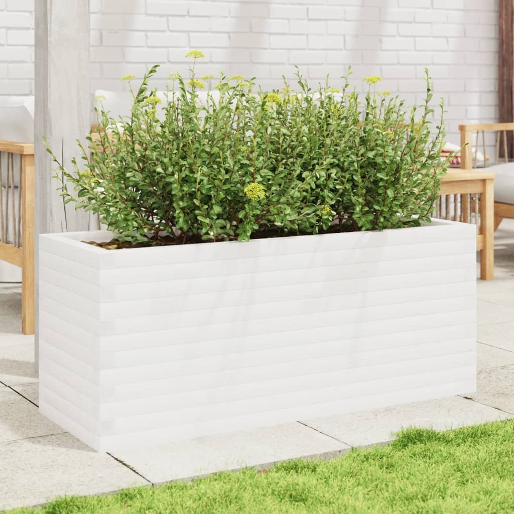 VidaXL Plantenbak 110x40x45,5 cm massief grenenhout wit