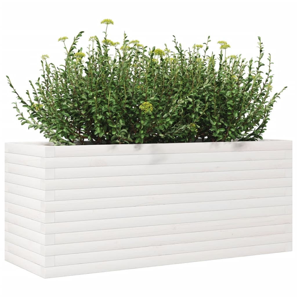 VidaXL Plantenbak 110x40x45,5 cm massief grenenhout wit