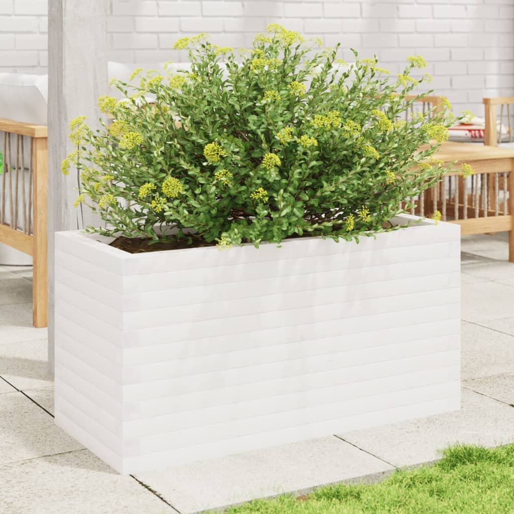 VidaXL Plantenbak 90x40x45,5 cm massief grenenhout wit