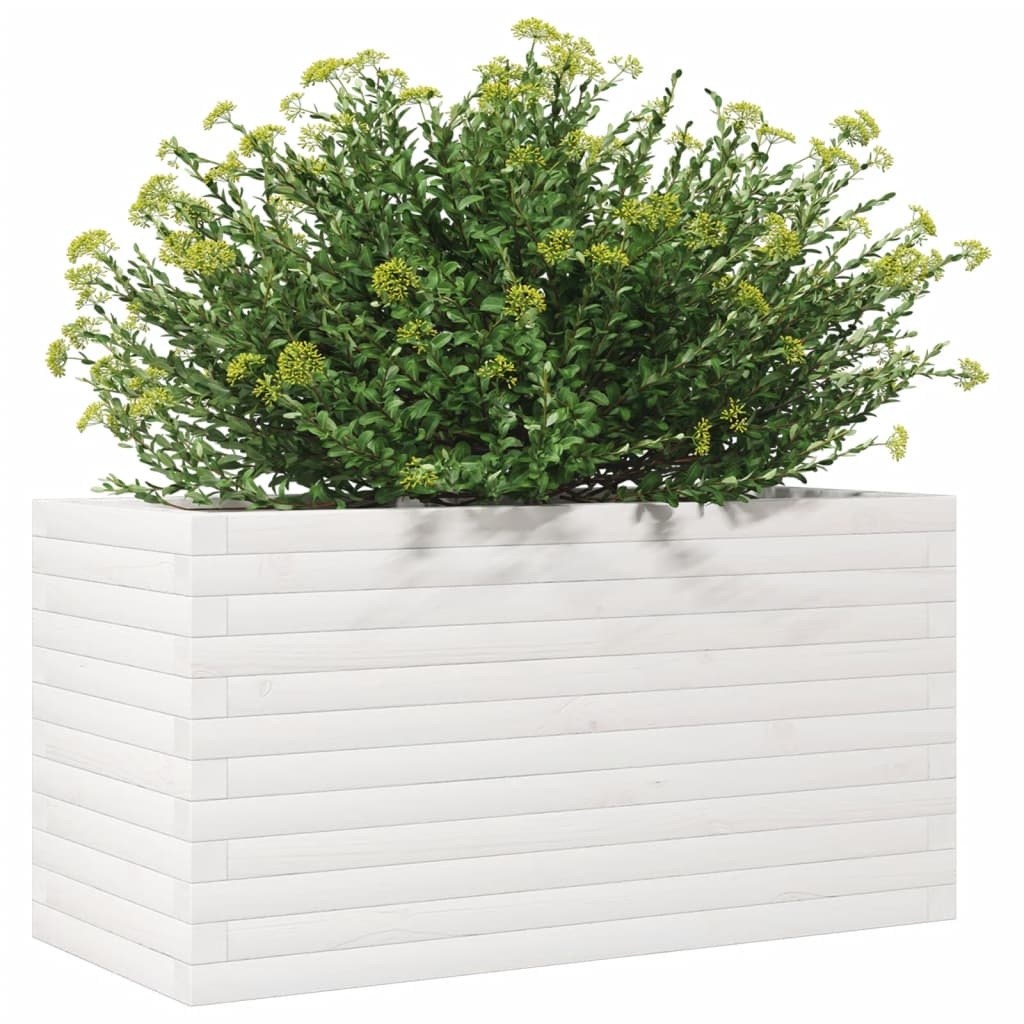 VidaXL Plantenbak 90x40x45,5 cm massief grenenhout wit