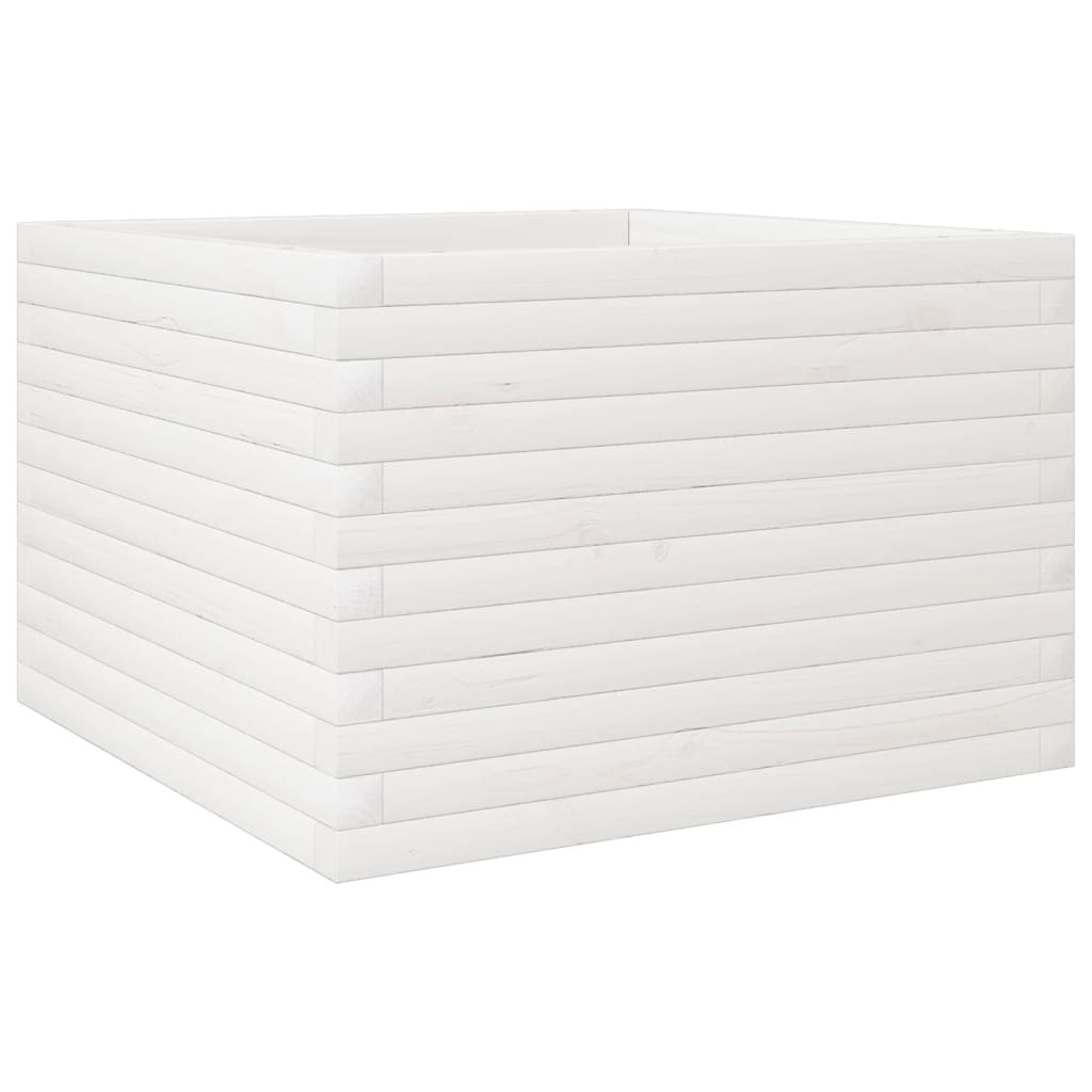 VidaXL Plantenbak 70x70x45,5 cm massief grenenhout wit