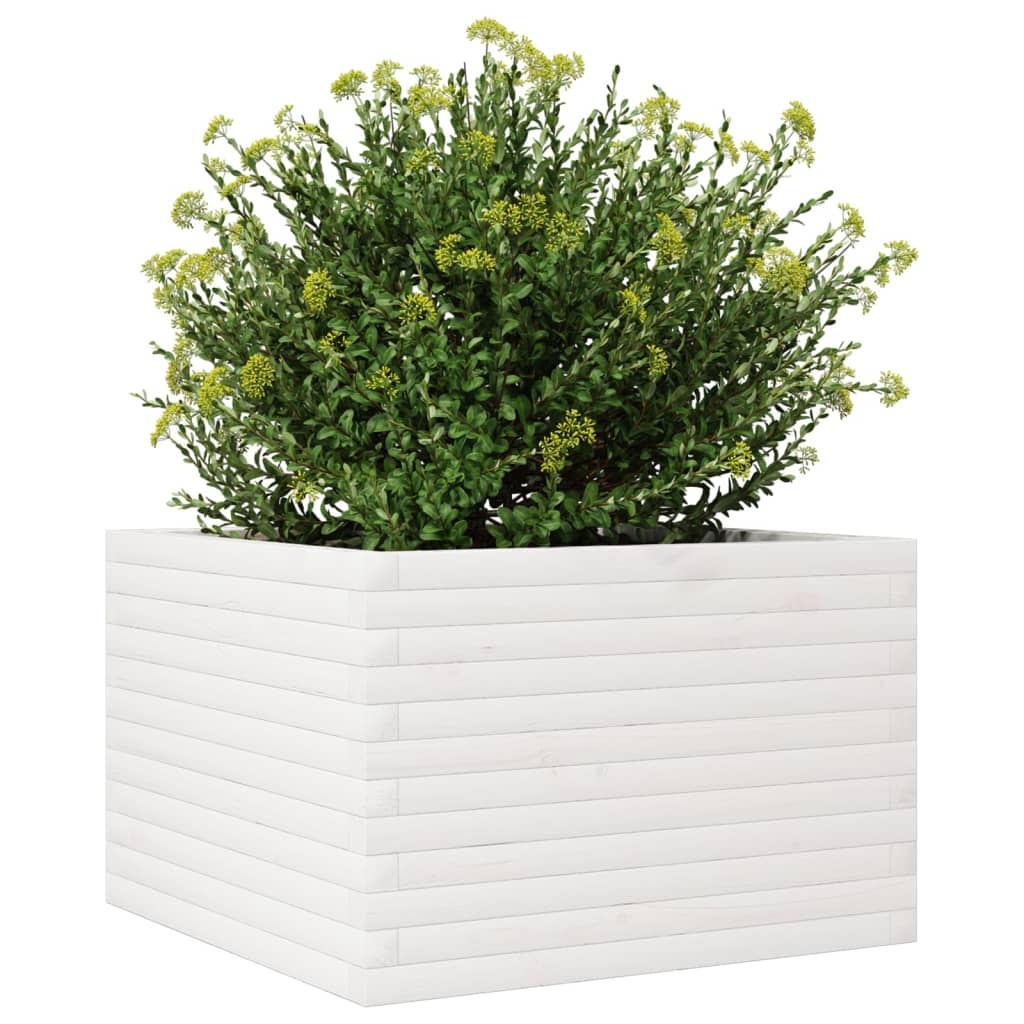 VidaXL Plantenbak 70x70x45,5 cm massief grenenhout wit