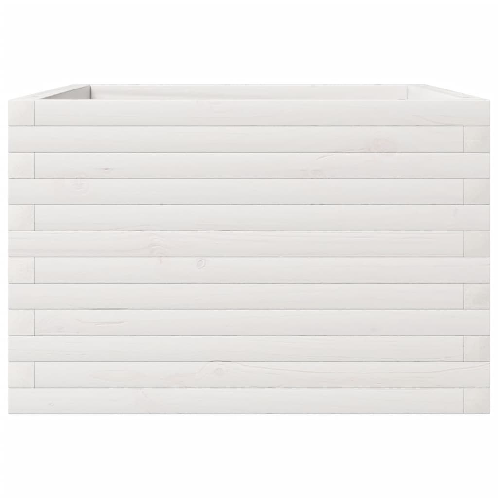 VidaXL Plantenbak 70x70x45,5 cm massief grenenhout wit