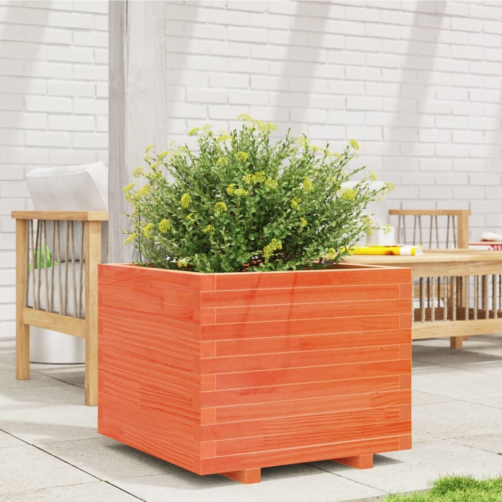 VidaXL Plantenbak 60x60x49,5 cm massief grenenhout wasbruin