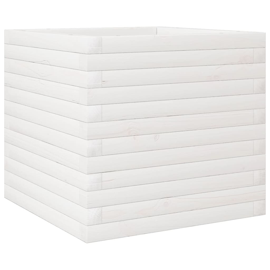 VidaXL Plantenbak 50x50x45,5 cm massief grenenhout wit