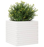 VidaXL Plantenbak 50x50x45,5 cm massief grenenhout wit