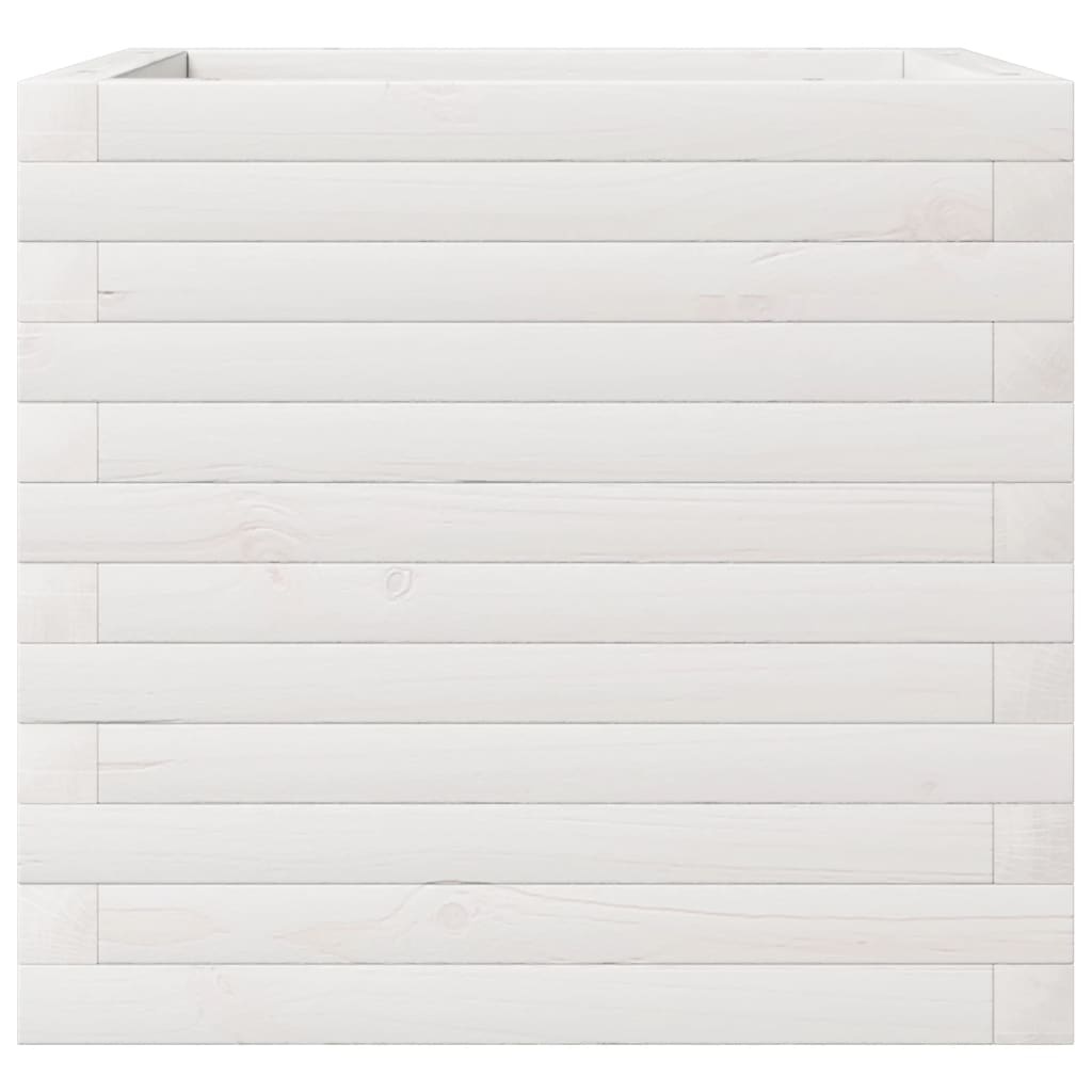 VidaXL Plantenbak 50x50x45,5 cm massief grenenhout wit
