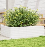 VidaXL Plantenbak 90x60x23 cm massief grenenhout wit
