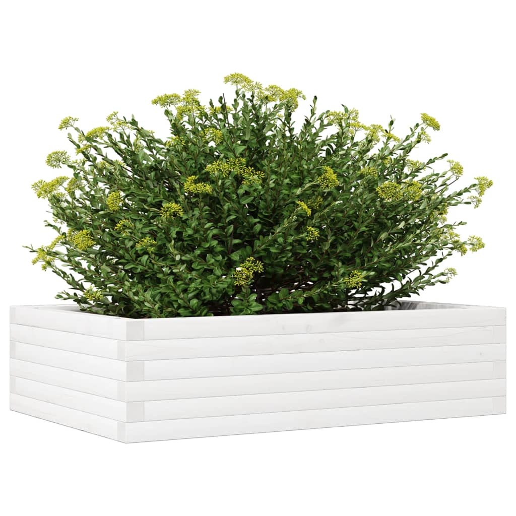 VidaXL Plantenbak 90x60x23 cm massief grenenhout wit