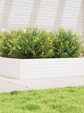 VidaXL Plantenbak 110x110x23 cm massief grenenhout wit