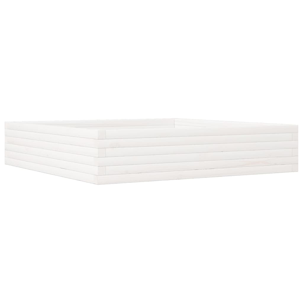 VidaXL Plantenbak 110x110x23 cm massief grenenhout wit