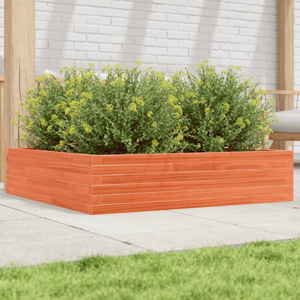 VidaXL Plantenbak 100x100x23 cm massief grenenhout wasbruin