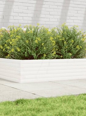 VidaXL Plantenbak 100x100x23 cm massief grenenhout wit