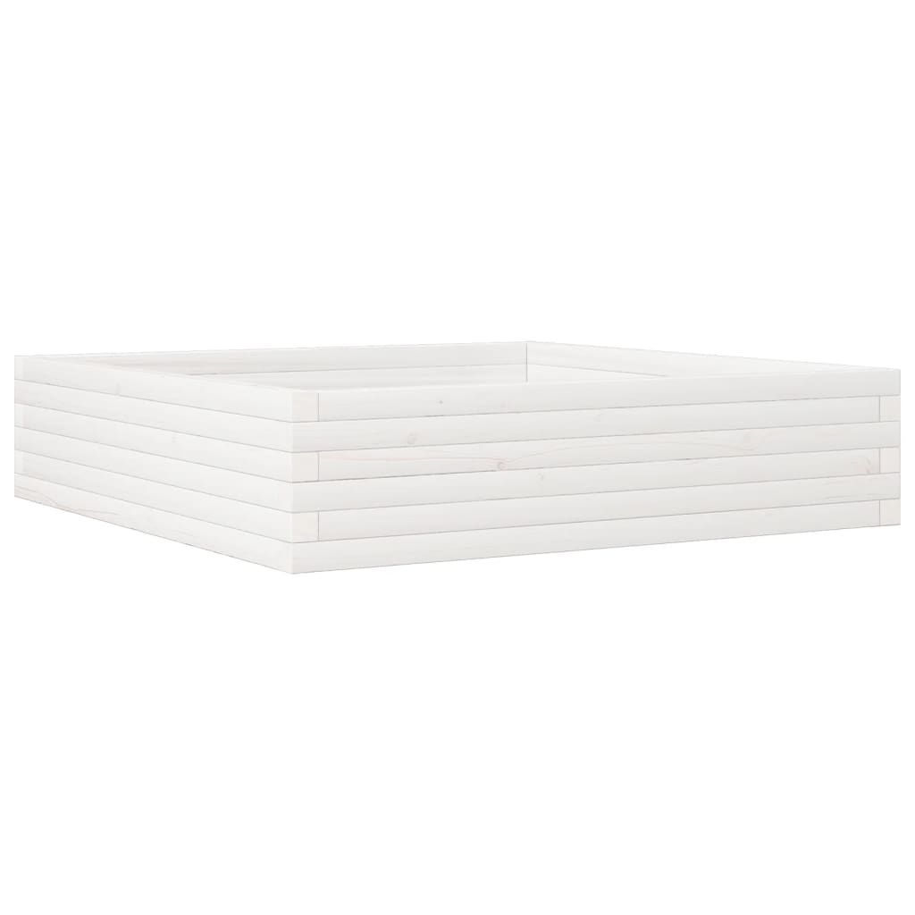VidaXL Plantenbak 100x100x23 cm massief grenenhout wit