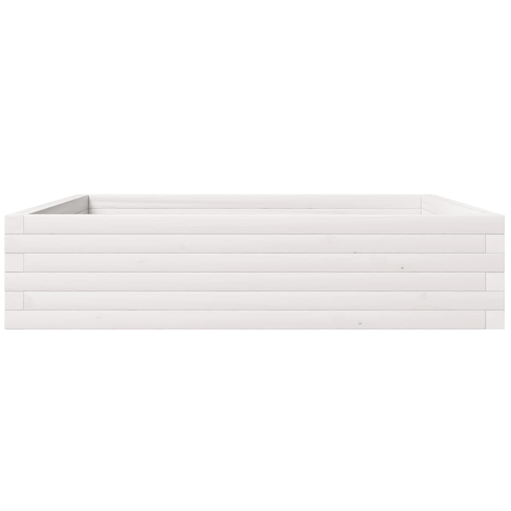 VidaXL Plantenbak 100x100x23 cm massief grenenhout wit