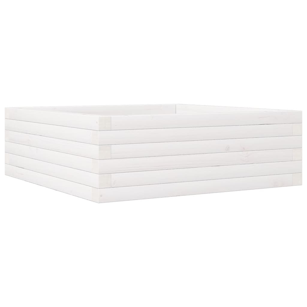 VidaXL Plantenbak 70x70x23 cm massief grenenhout wit