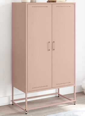 VidaXL Hoge kast 68,5x38,5x123,5 cm staal roze