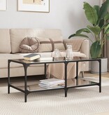 VidaXL Salontafel met zwart glazen blad 98,5x50x40 cm staal