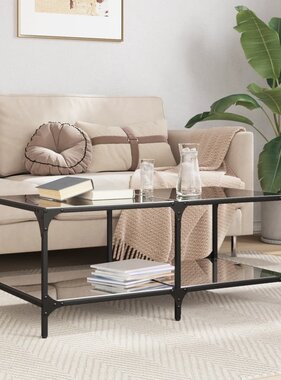 VidaXL Salontafel met zwart glazen blad 98,5x50x40 cm staal