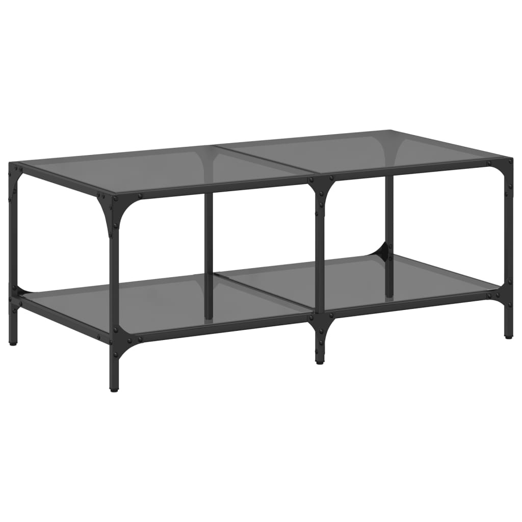 VidaXL Salontafel met zwart glazen blad 98,5x50x40 cm staal