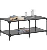 VidaXL Salontafel met zwart glazen blad 98,5x50x40 cm staal