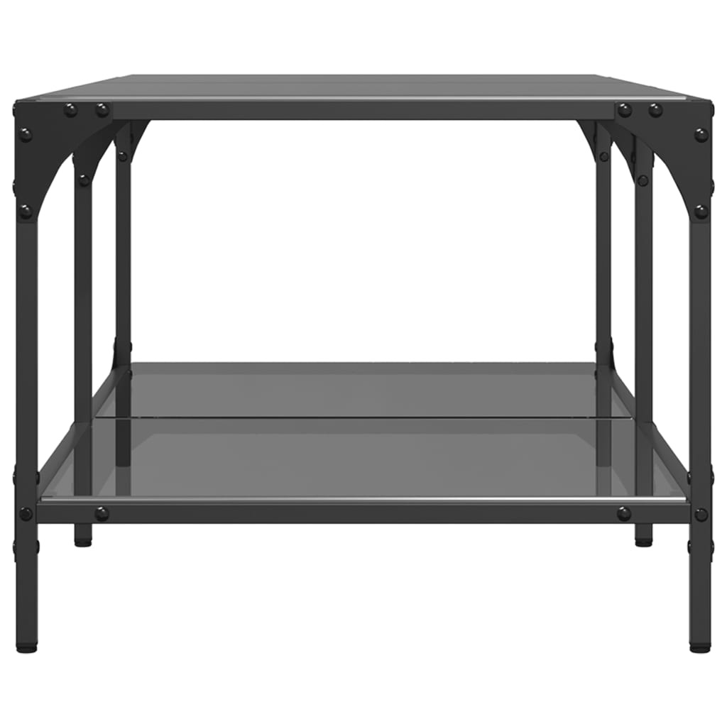 VidaXL Salontafel met zwart glazen blad 98,5x50x40 cm staal
