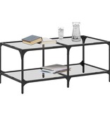 VidaXL Salontafel met transparant glazen blad 98,5x50x40 cm staal