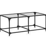 VidaXL Salontafel met transparant glazen blad 98,5x50x40 cm staal