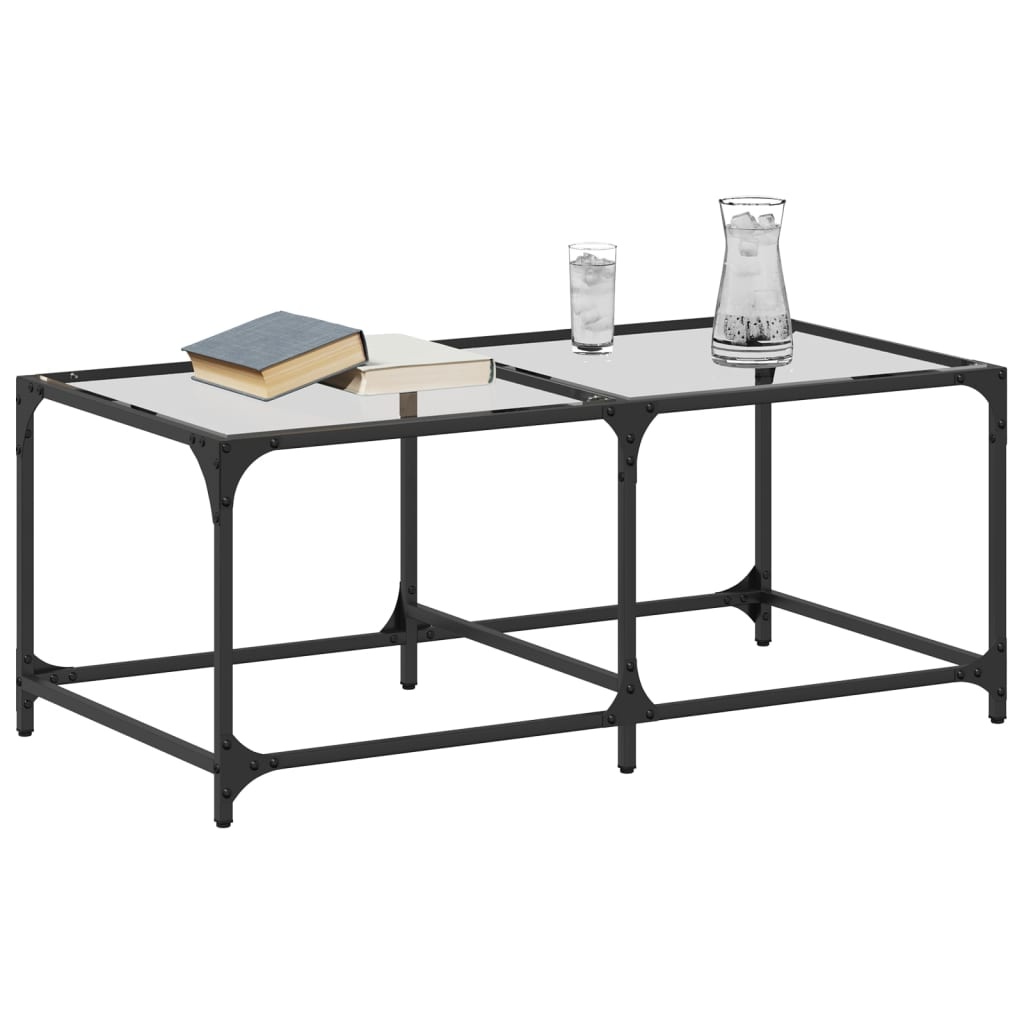 VidaXL Salontafel met transparant glazen blad 98,5x50x40 cm staal