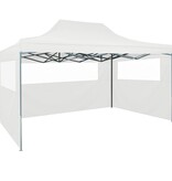 VidaXL Partytent met 3 zijwanden inklapbaar 3x4 m staal wit