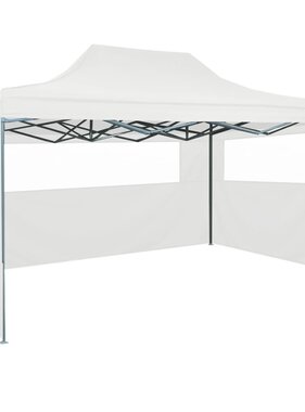 VidaXL Partytent met 3 zijwanden inklapbaar 3x4 m staal wit