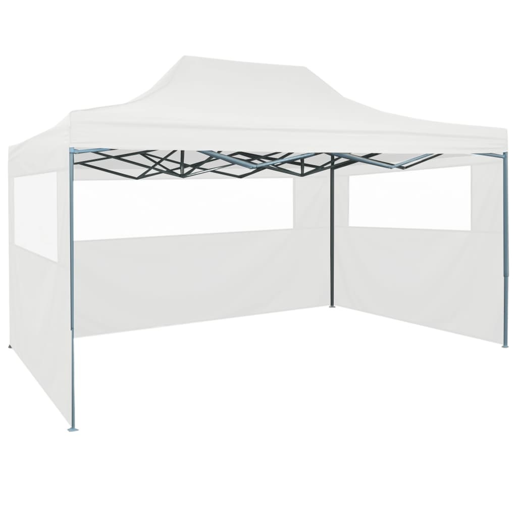 VidaXL Partytent met 3 zijwanden inklapbaar 3x4 m staal wit