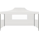 VidaXL Partytent met 3 zijwanden inklapbaar 3x4 m staal wit