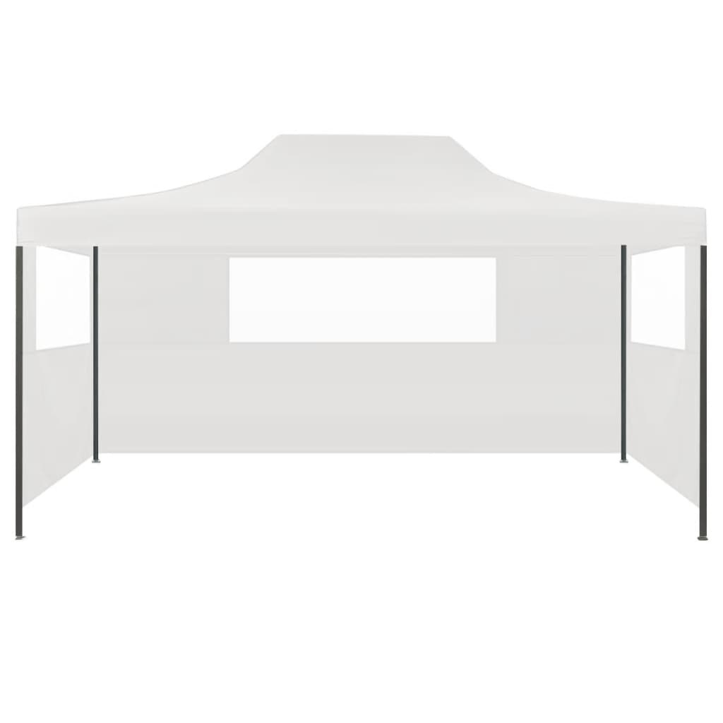 VidaXL Partytent met 3 zijwanden inklapbaar 3x4 m staal wit