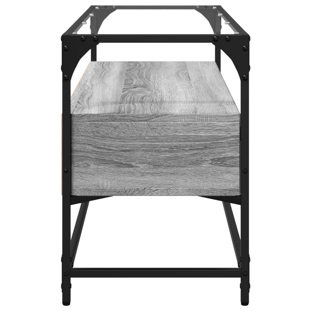 VidaXL Tv-meubel met glazen blad 98x35x51 cm bewerkt hout grijs sonoma