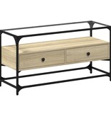 VidaXL Tv-meubel met glazen blad 98x35x51 cm bewerkt hout sonoma eiken