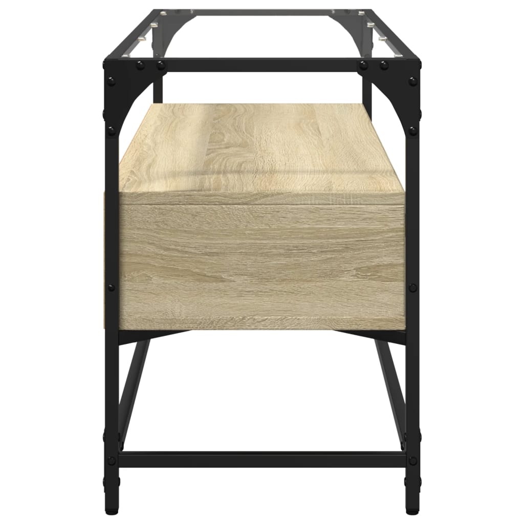 VidaXL Tv-meubel met glazen blad 98x35x51 cm bewerkt hout sonoma eiken
